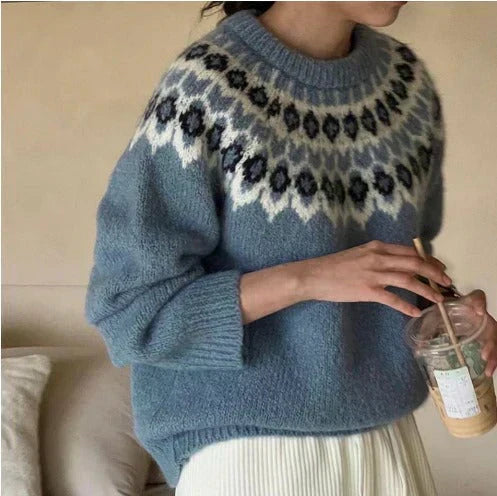 Liv Fair Isle Yoke Crew Neck Sweater