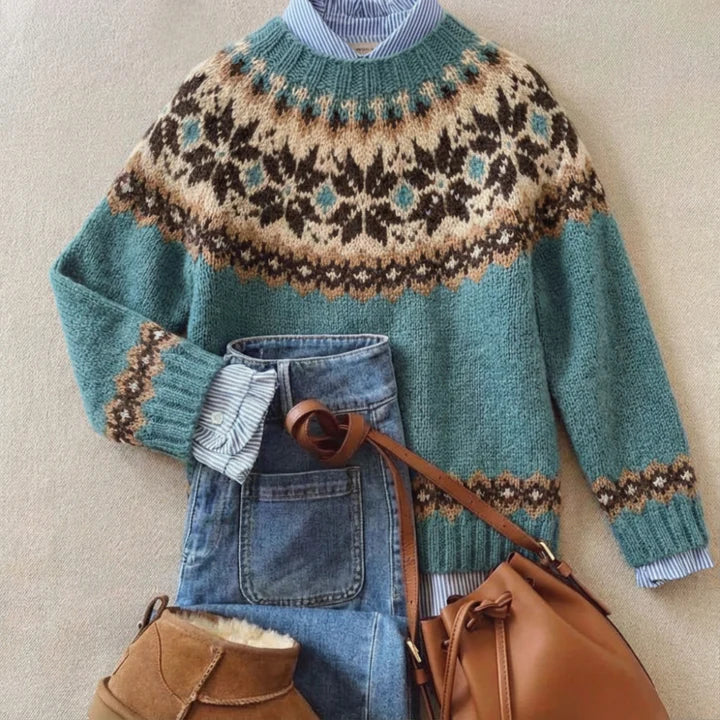 Lotte Fair Isle Yoke Crew Neck Sweater