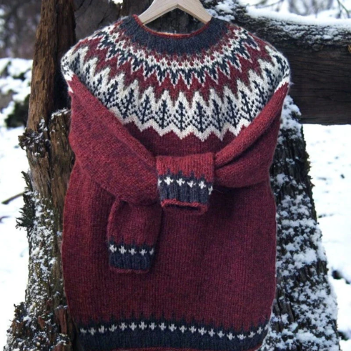Maren Nordic Fair Isle Crew Neck Sweater