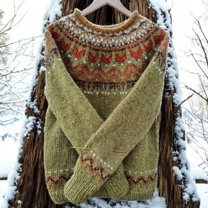 Mia Fair Isle Yoke Crew Neck Sweater