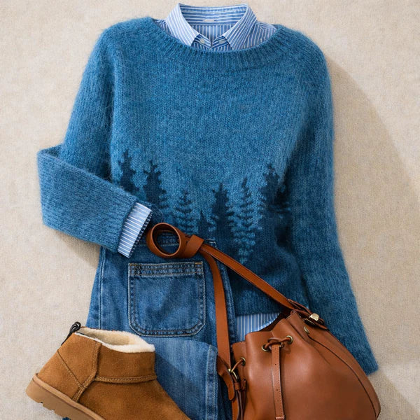 Pernille Forest Pattern Crew Neck Sweater