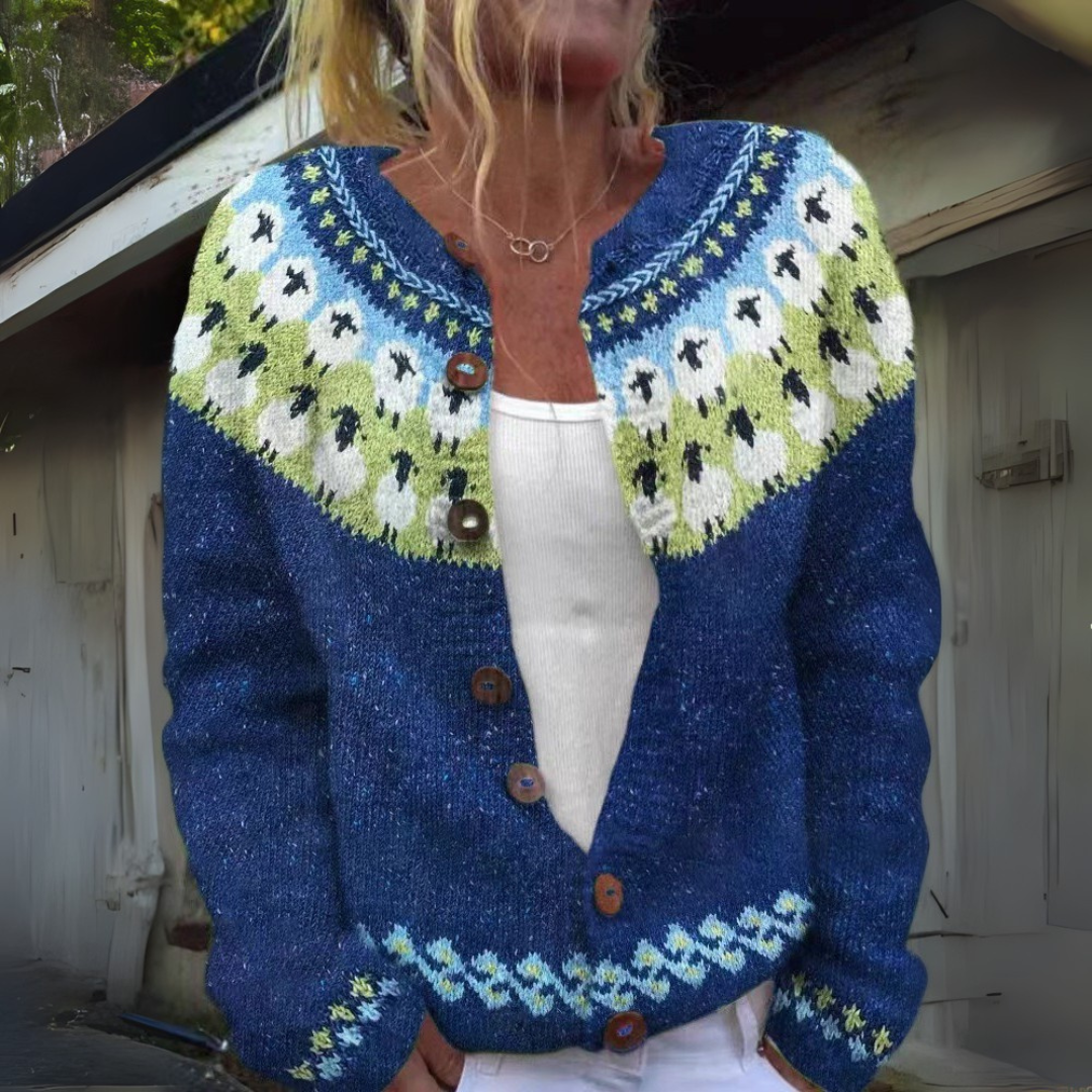 Sadie Fair Isle Crew Neck Button Cardigan