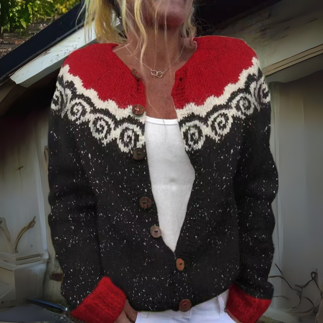 Vada Fair Isle Crew Neck Cardigan