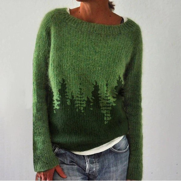 Valentina Pine Tree Crew Neck Sweater