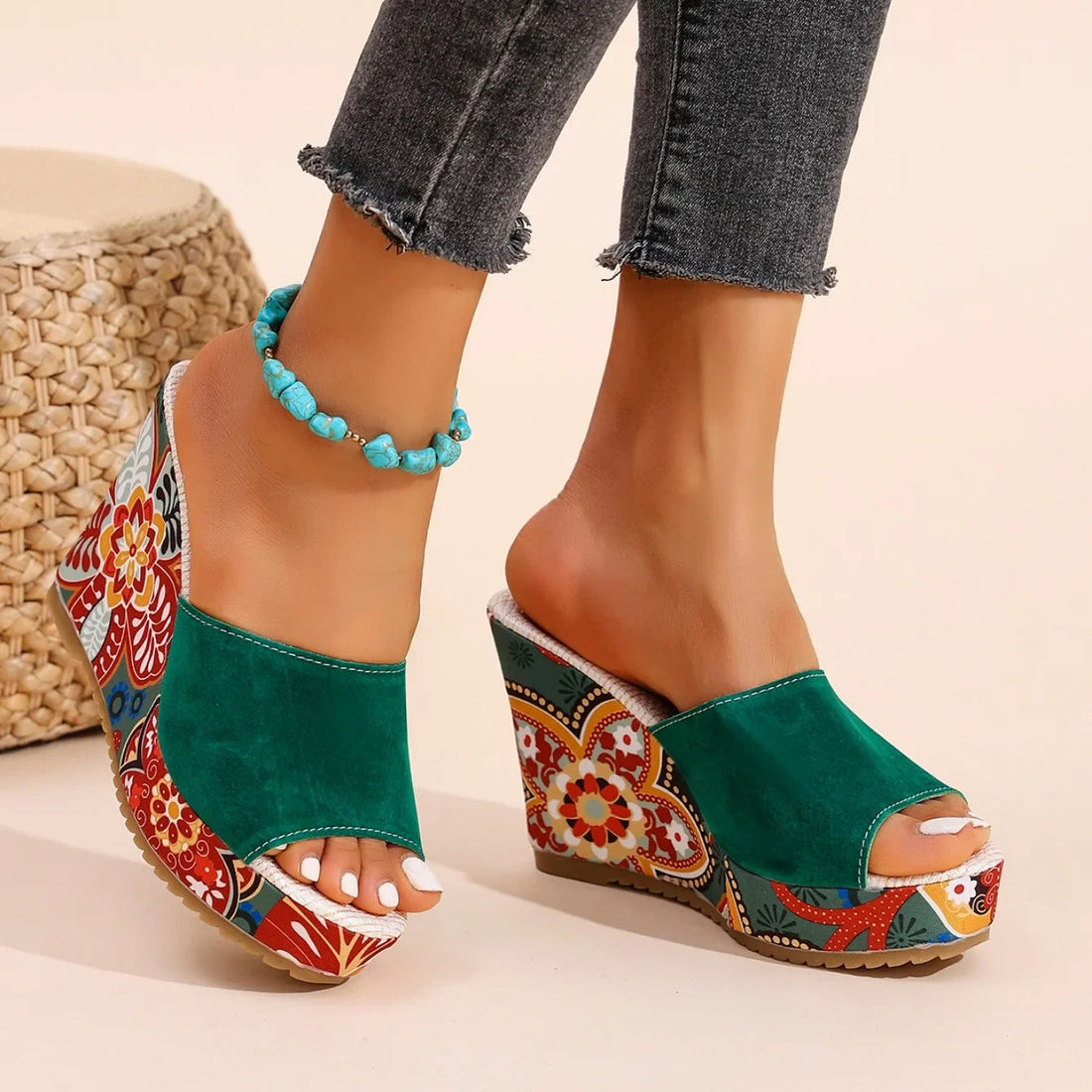 Women's Boho Platform Wedge Sandals | Peep Toe