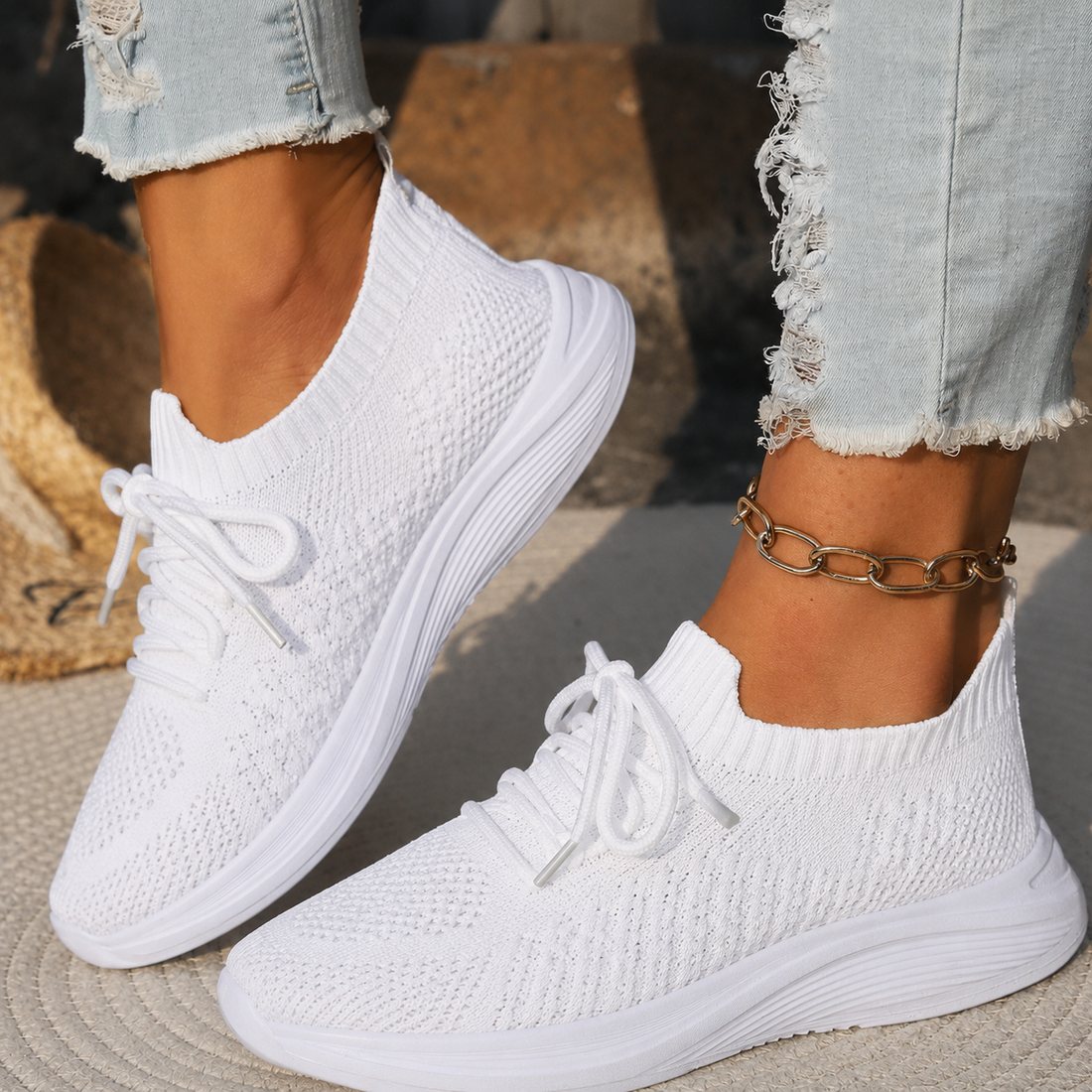 Women's Breathable Lace Up Sneakers | Cushioned Sole