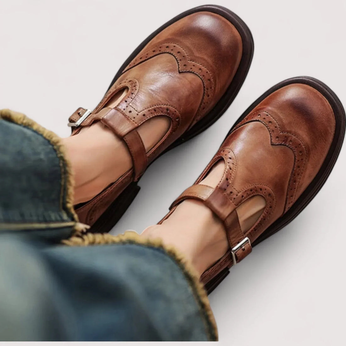 Women's Brogue Mary Janes | T-Strap