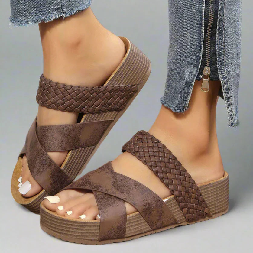 Women's Crossover Slide Sandals | Open Toe