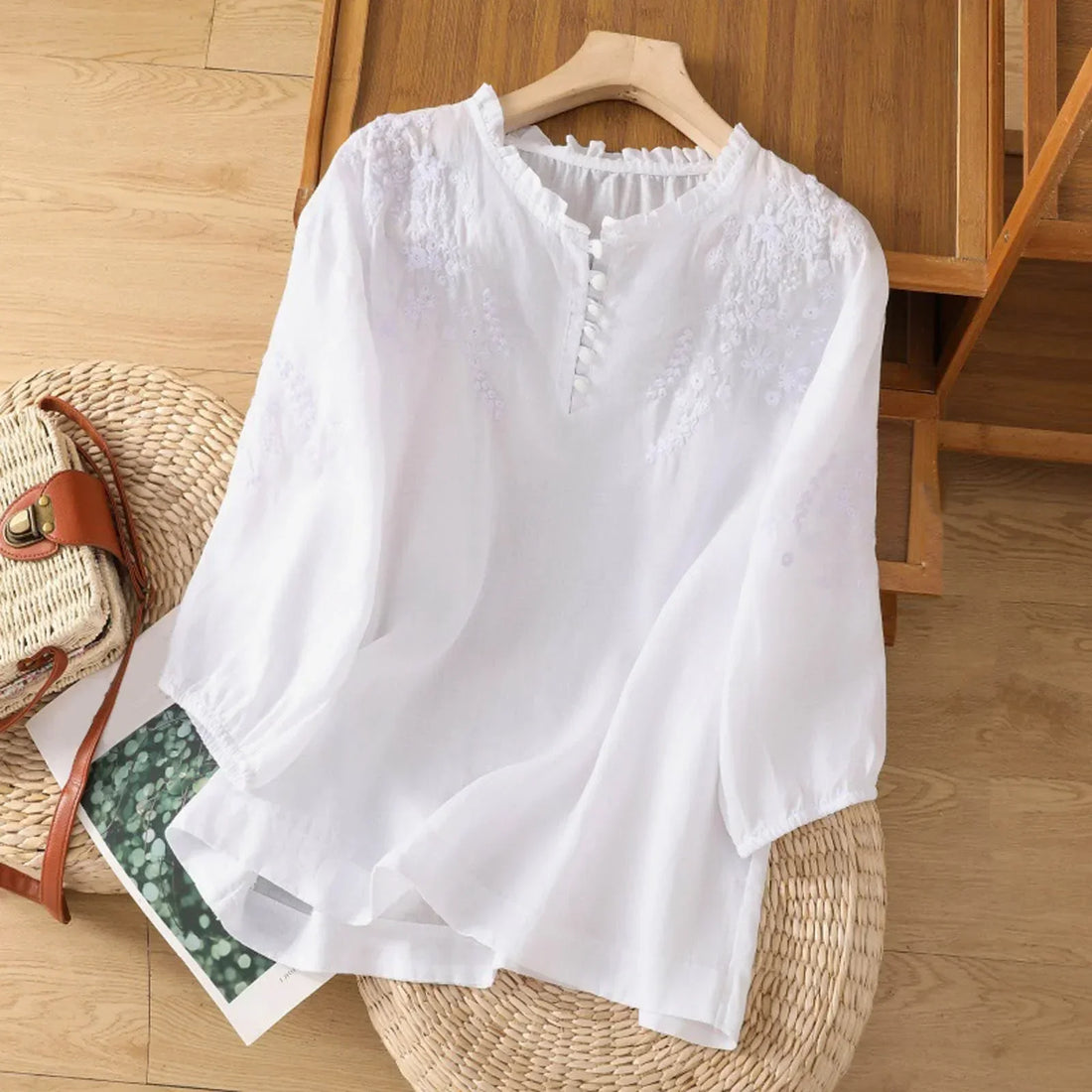 Women's Embroidered Blouse | Short Sleeve