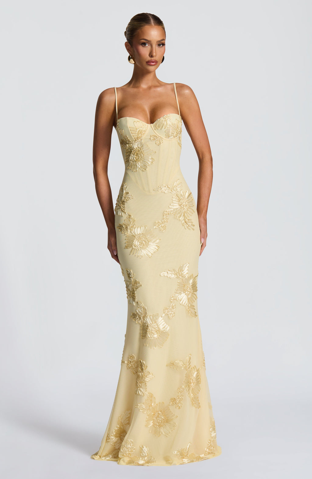 Women's Floral Corset Wedding Guest Dress | Maxi