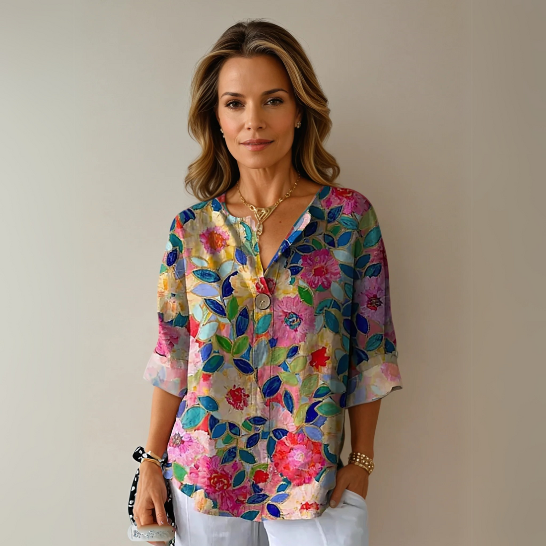 Women's Floral Print Blouse | V Neck