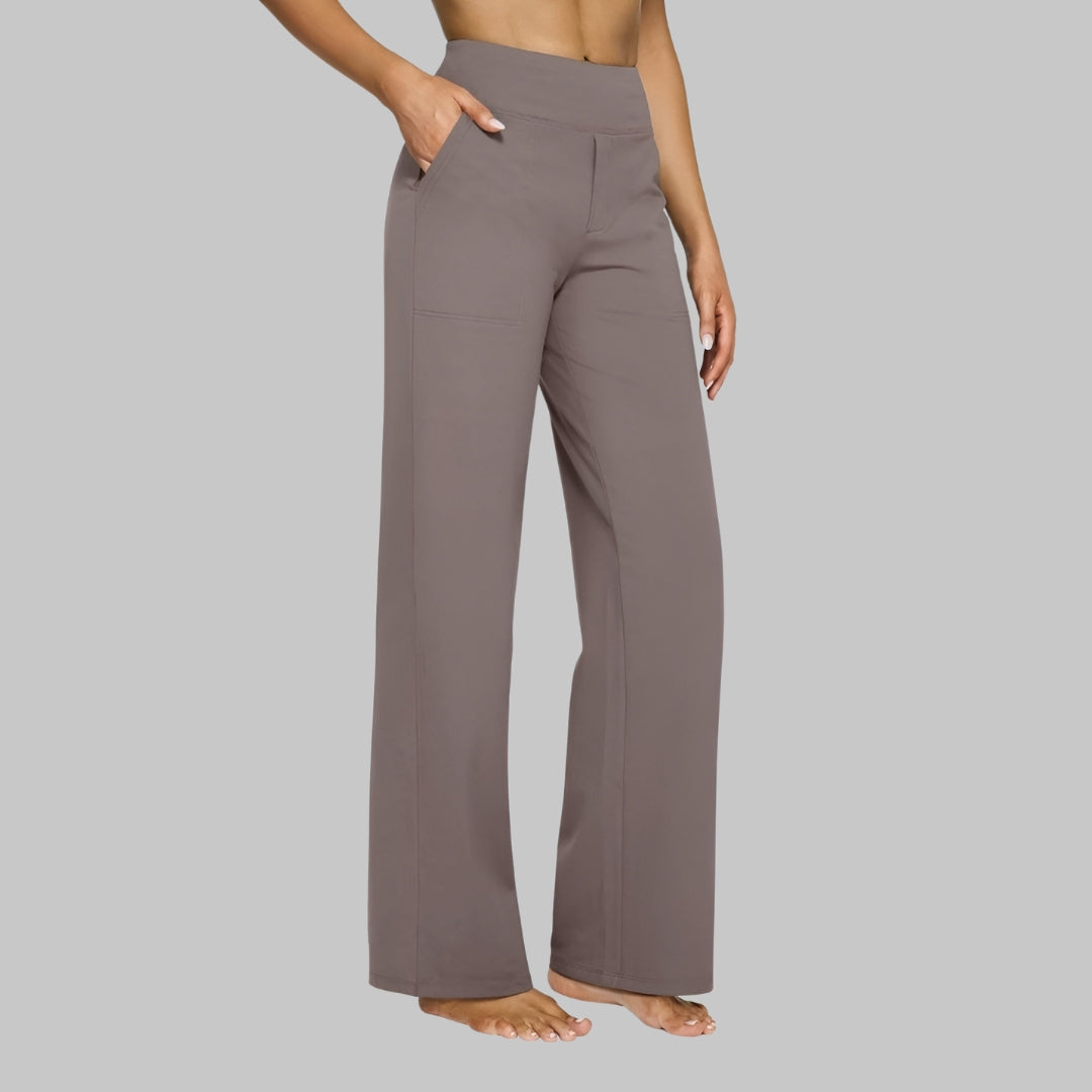 Women's High Waist Straight Leg Pants | Pockets