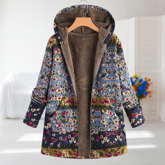 Mia Mid-Length Hooded Floral Coat