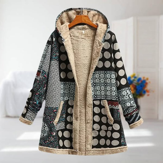 Dominique Fleece-Lined Hooded Patchwork Jacket