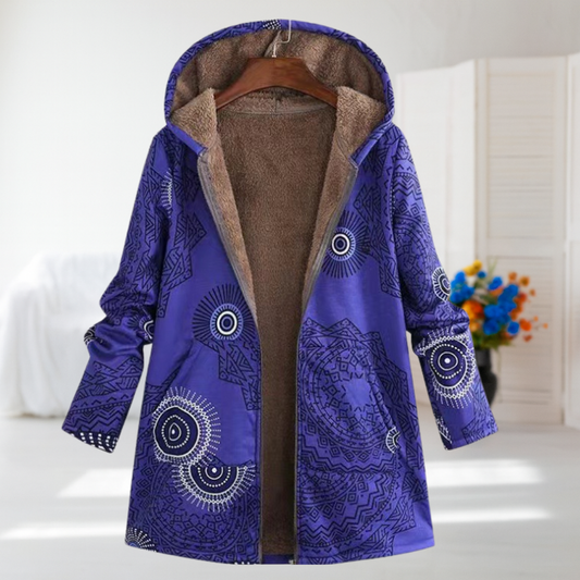Isadora Long Sleeve Hooded Printed Coat