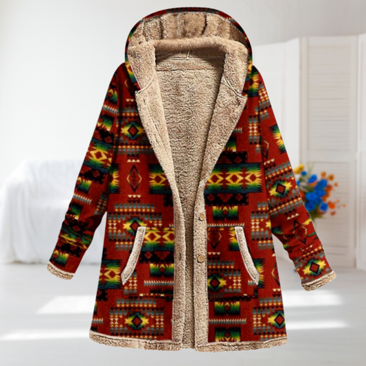 Juniper Long Sleeve Hooded Southwestern Print Jacket