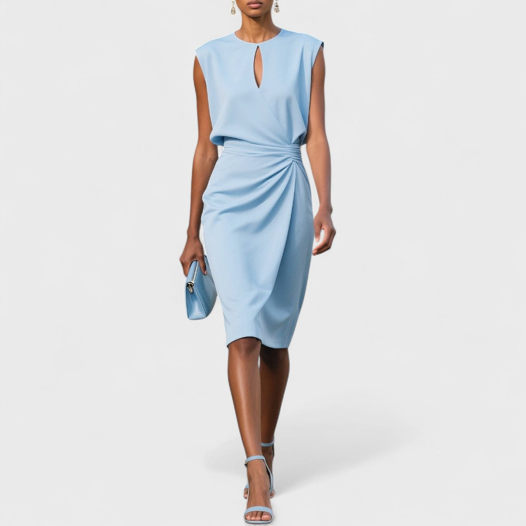 Women's Keyhole Ruched Dress | Midi