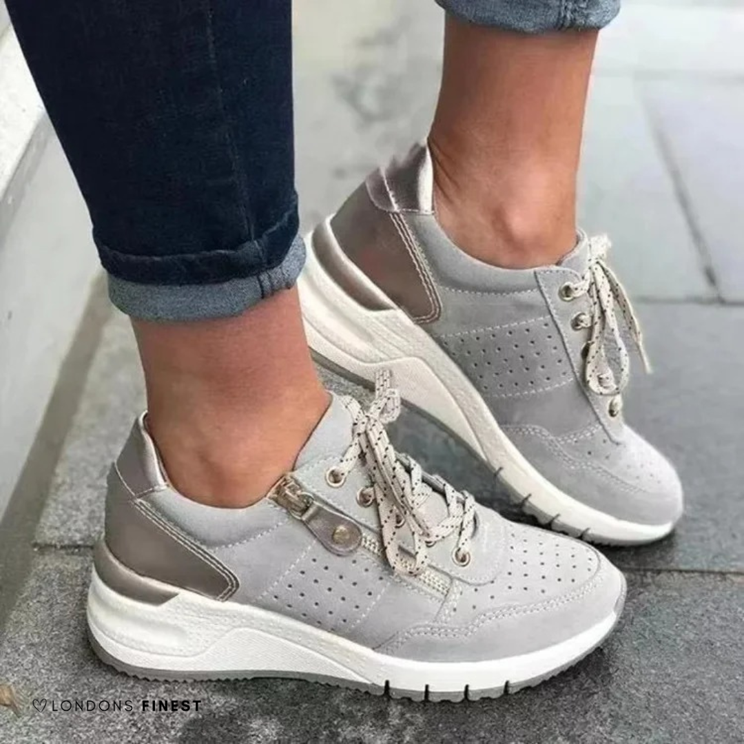 Women's Lace Up Wedge Sneakers | Side Zip