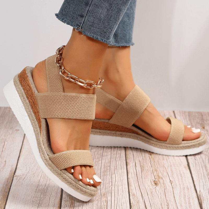 Women's Platform Wedge Sandals | Elastic Strap