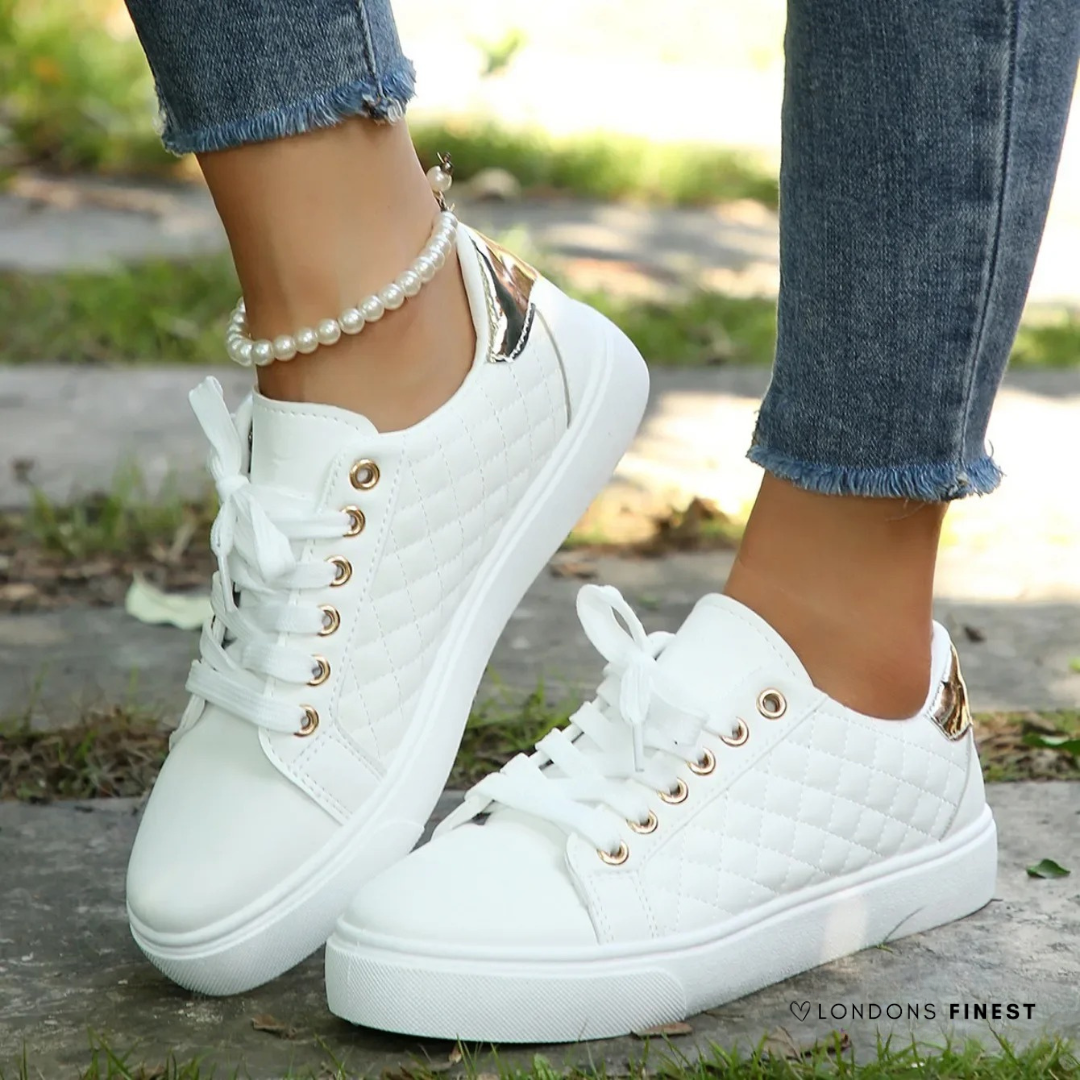 Women's Quilted Lace Up Sneakers | Low Top