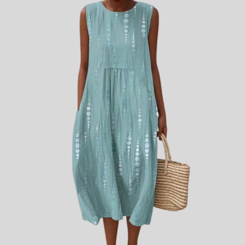 Willa - Midi Sleeveless Eyelet Round Neck Dress