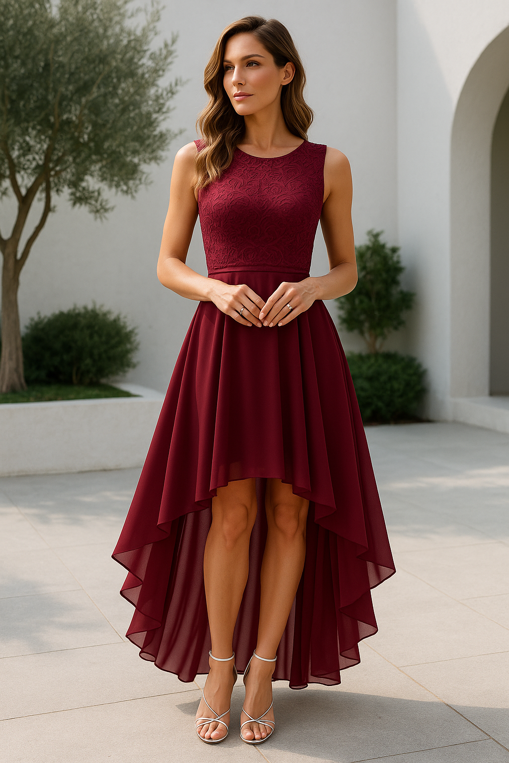 Women's Sleeveless High-Low Dress | Midi