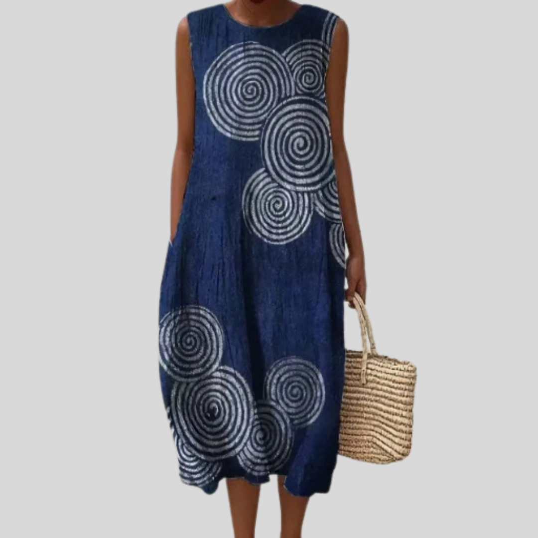 Women's Sleeveless Printed Midi Dress | Elegant