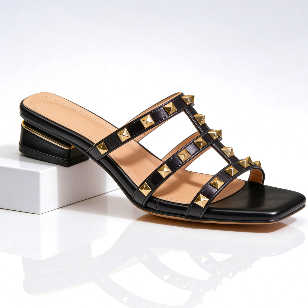 Women's Studded Slide Sandals | Block Heel