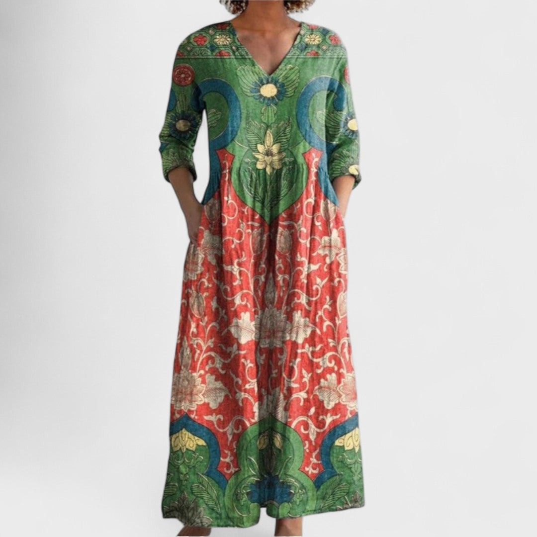 Women's Vintage Floral Print Dress | Maxi