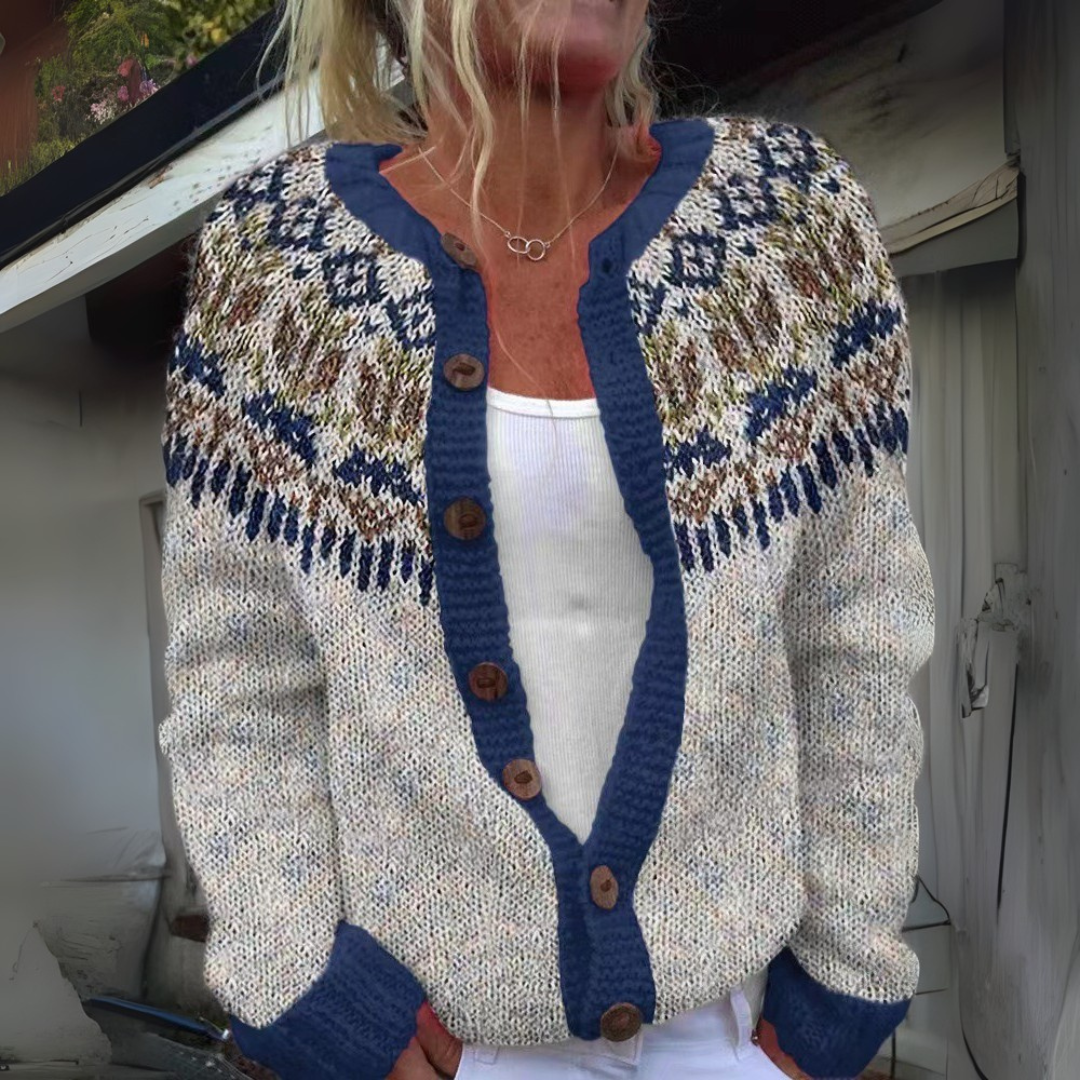 Wren Fair Isle Crew Neck Button Cardigan